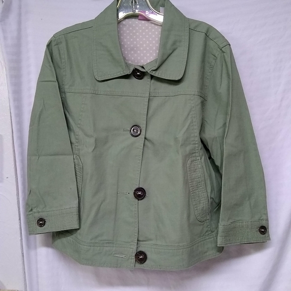 Cappagallo Jeans Jacket Crop Light Weight Denim Spandex Light Green S/40 - Picture 2 of 7